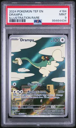 2024 POKEMON TEF EN-TEMPORAL FORCES ILLUSTRATION RARE #184 DRAMPA PSA 9 - Image 1