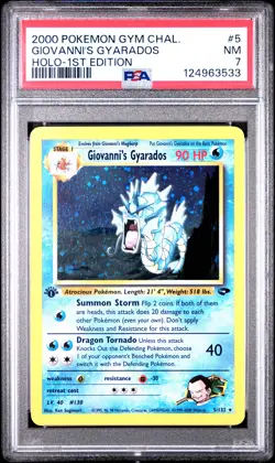 2000 POKEMON GYM CHALLENGE HOLO-1ST ED #5 GIOVANNI'S GYARADOS PSA 7 - Image 1