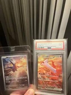 Pokemon Latias EX TCG Sv08 Surging Sparks 239/191 SIR PSA 9 & Latios 203/191 - Image 1