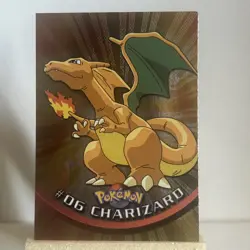 2000 Topps Pokemon Charizard # 06 Holo Foil Embossed Rays Black Logo - Image 1