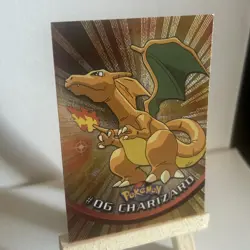 2000 Topps Pokemon Charizard # 06 Holo Foil Embossed Rays Black Logo - Image 2