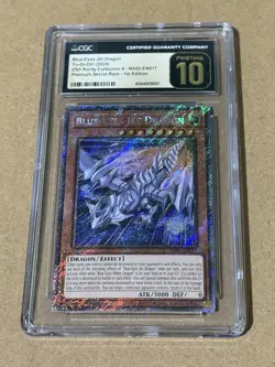 CGC 10 Pristine Blue-Eyes Jet Dragon RA02-EN017 Platinum Secret Rare Rarity - Image 1