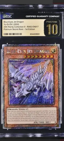 CGC 10 Pristine Blue-Eyes Jet Dragon RA02-EN017 Platinum Secret Rare Rarity - Image 2