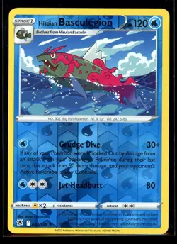 2022 Sword & Shield - Lost Origin Hisuian Basculin Reverse Holo #44 Pokemon Card - Image 1
