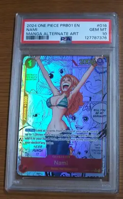 One Piece Trading Card Nami Manga Alt Art OP01-016 PRB-01 English Mint PSA 10 - Image 1