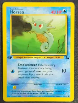 1999 Fossil Horsea 49/62 1st Edition Pokemon Card Vintage WOTC - Image 1