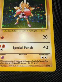 Pokemon TCG Hitmonchan Unlimited Rare Holo Card Base Set 007/102 HP - Image 4