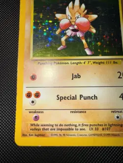 Pokemon TCG Hitmonchan Unlimited Rare Holo Card Base Set 007/102 HP - Image 5