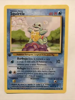 Pokemon TCG Squirtle Base Set 63/102 Regular 1st Edition Common Spanish Card - Image 1
