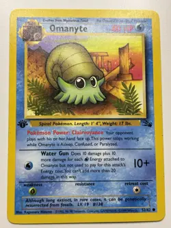 Omanyte 52/62 Common 1st Edition Fossil Pokemon Card LP - Image 1