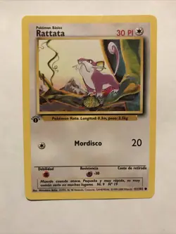 Pokemon TCG Rattata Base Set 61/102 1st Edition Spanish Card - Image 1