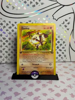Mankey 1st Edition 55/64 Jungle Common Pokemon Vintage WOTC 1999 LP - Image 1
