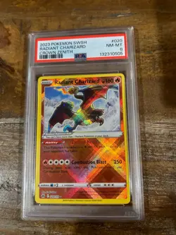 POKEMON 2023 Crown Zenith RADIANT CHARIZARD #020 PSA 8 RARE - Image 1