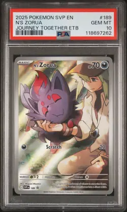 2025 POKEMON SVP EN N’S ZORUA JOURNEY TOGETHER ETB #189 PSA 10 - Image 1