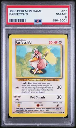 1999 POKEMON GAME #27 FARFETCH'D PSA 8 - Image 1