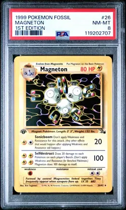 1999 Fossil Magneton #26 1st Edition Non-Holo PSA 8 - Image 1