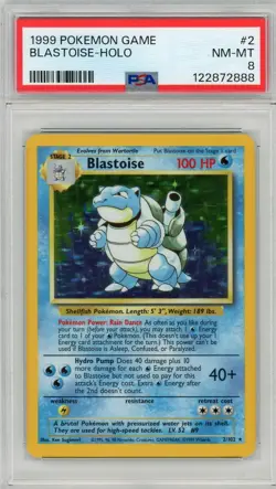 1999 POKEMON GAME #2 BLASTOISE-HOLO PSA 8 - Image 1