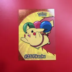 2000 Topps Pokemon TV Animation Edition Chrome Pikachu Balloons PCI Holo Card - Image 1