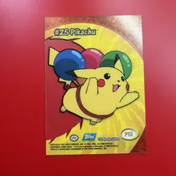 2000 Topps Pokemon TV Animation Edition Chrome Pikachu Balloons PCI Holo Card - Image 2