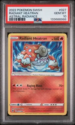Pokemon Radiant Heatran Astral Radiance #027 Graded Card PSA 10 - Image 1