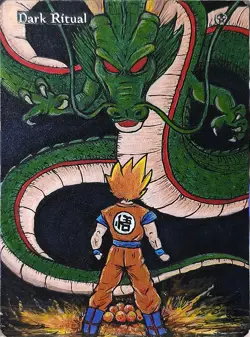 Mtg Dark Ritual (Dragon Ball) - Hand Painted Altered Art by I.B. - Image 1