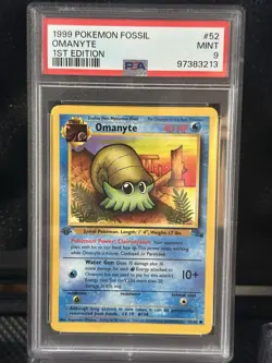 Pokemon 1999 Fossil OMANYTE 1st Edition #52 PSA 9 Mint RARE - Image 1