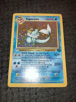 1999 Pokemon Vaporeon Holo Rare Jungle 12/64 LP/MP Condition - Image 1