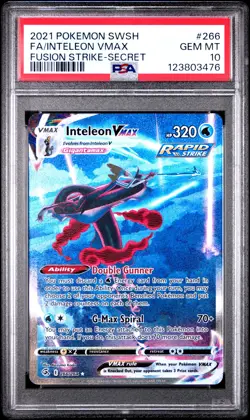 2021 POKEMON SWORD & SHIELD FUSION STRIKE SECRET FULL ART/INTELEON VMAX PSA 10 - Image 1