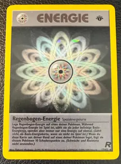 2000 POKEMON TCG RAINBOW ENERGY GERMAN 1ST EDITION TEAM ROCKET HOLO 17/82 LP/NM - Image 1