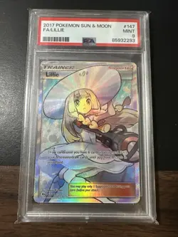 PSA 9 Lillie 147/149 Full Art Rare Trainer 2017 Pokemon TCG Sun & Moon Base Set - Image 1