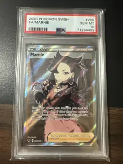 Marnie (Full Art) - 200/202 Sword & Shield Base Set PSA 10 GEM MINT - POKEMON - Image 1