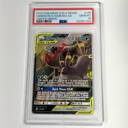 2019 POKEMON SUN & MOON UMBREON & DARKRAI GX UNIFIED MINDS PSA 10 - Image 1