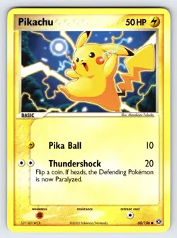 Pikachu 60/106 2005 EX Emerald Pokemon Card TCG Nintendo Non Holo Common - Mp - Image 1