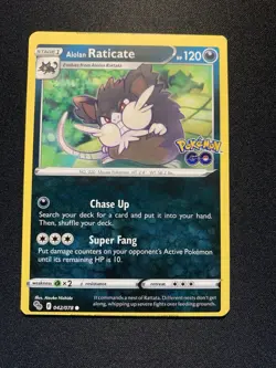 Pokemon Miscut OC Error Go Alolan Raticate 042/078 Common Card NM - Image 1