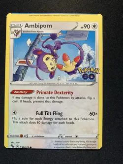 Pokemon Miscut OC Error Go Ambipom 057/078 Common Card NM - Image 1