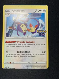 Pokemon Miscut OC Error Go Ambipom 057/078 Common Card NM - Image 2