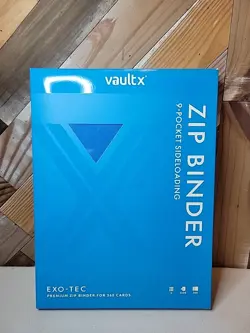 VaultX Binder Neon Blue 9 POCKET Exo-Tec Zip Binder BRAND NEW Holds 360 Cards - Image 1