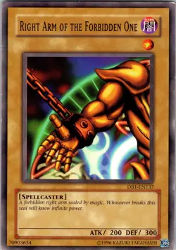 Yu-Gi-Oh TCG Right Arm Of The Forbidden One DB1-EN137 Unlimited Common Card LP - Image 1