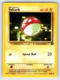 Voltorb 69/82 2000 Team Rocket Set Pokemon Card Vintage WOTC Common - Lp - Image 1
