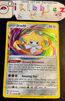 Jirachi 119/185 NM Rainbow Holo Foil Vivid Voltage Amazing Rare Pokemon Card! - Image 1