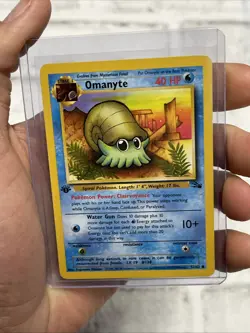 Pokemon 1st Edition Omanyte 52/62 - Fossil - LP Pokemon Card Common Nintendo TCG - Image 1