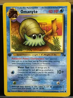 Pokemon TCG Omanyte Fossil 1st Edition Common Card 52/62 - Image 1