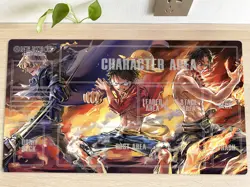 O-P Monkey D. Luffy & Ace Playmat CCG OPCG Mat Trading Card Game Table Pad Bag - Image 1