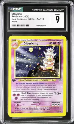 CGC 9 MINT 1st Edition Slowking Neo Genesis 14/111 Holo Rare Pokemon Card psa - Image 1