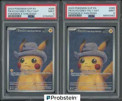 Lot of (2) 2023 POKEMON TCG SVP BLACK STAR PIKACHU/GREY FELT HAT VAN GOGH PSA 9 - Image 1