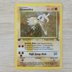 SMEAR ERROR MP 1st Edition Hitmonlee 7/62 Cigar Holo Rare Fossil Pokemon Card - Image 1