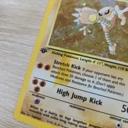 SMEAR ERROR MP 1st Edition Hitmonlee 7/62 Cigar Holo Rare Fossil Pokemon Card - Image 2