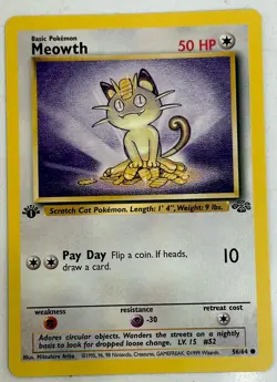 1st Edition Meowth 56/64 - Jungle Set - WOTC - Pokemon Card - 1999 NM Vintage - Image 1