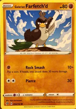 2021 Galarian Farfetch’d General Mills Cereal 25th Anniversary Promo Card - Image 1