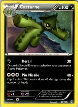 Pokemon TCG Cacturne XY BREAKthrough 88/162 Regular Uncommon Card NM - Image 1